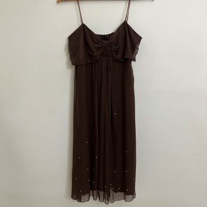 Vintage y2k brown maxi / midi dress with sequins and bow